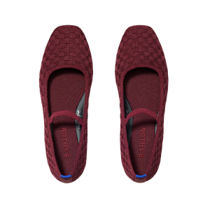 Square Toe Mary Jane Wine Red